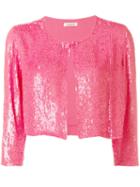 P.a.r.o.s.h. Cropped Sequin Cardigan, Women's, Size: Medium, Pink/purple, Viscose/pvc