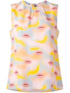 Prada Lips Print Tank, Women's, Size: 40, Silk