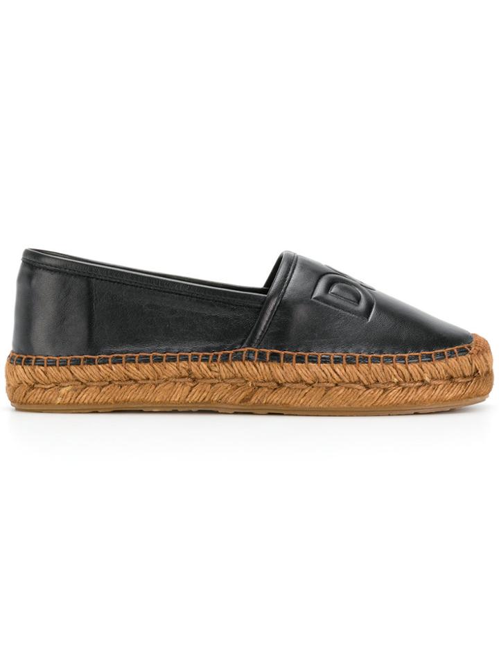 Dolce & Gabbana Logo Embossed Espadrilles - Black