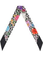Gucci Silk Neck Bow With Flora And G Rhombus Print - Black