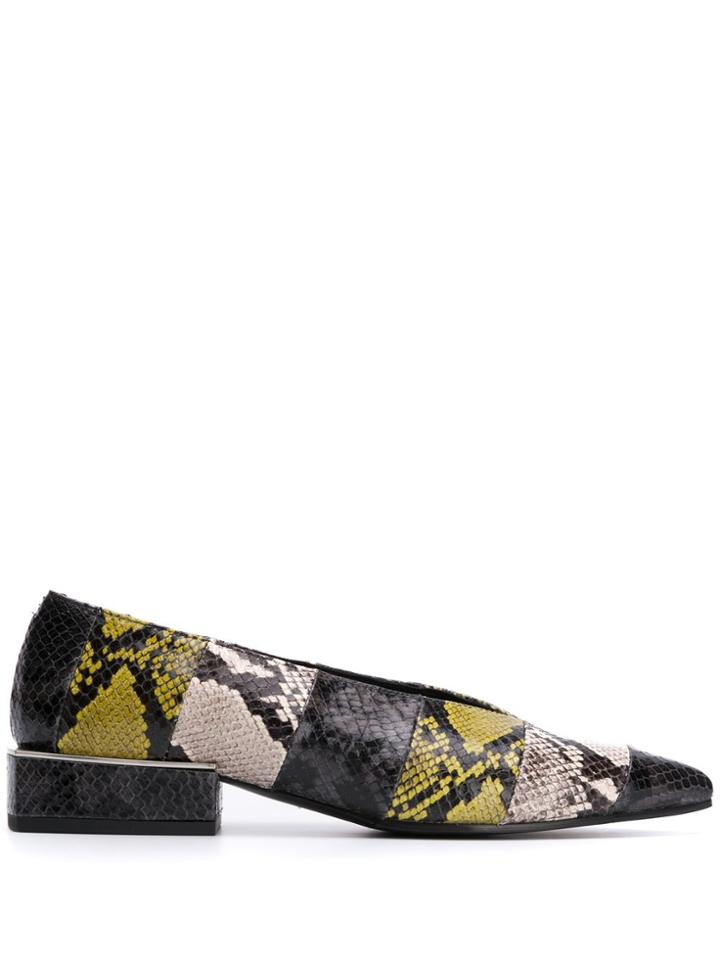 Vic Matie Snakeskin Effect Ballerina Shoes - Black