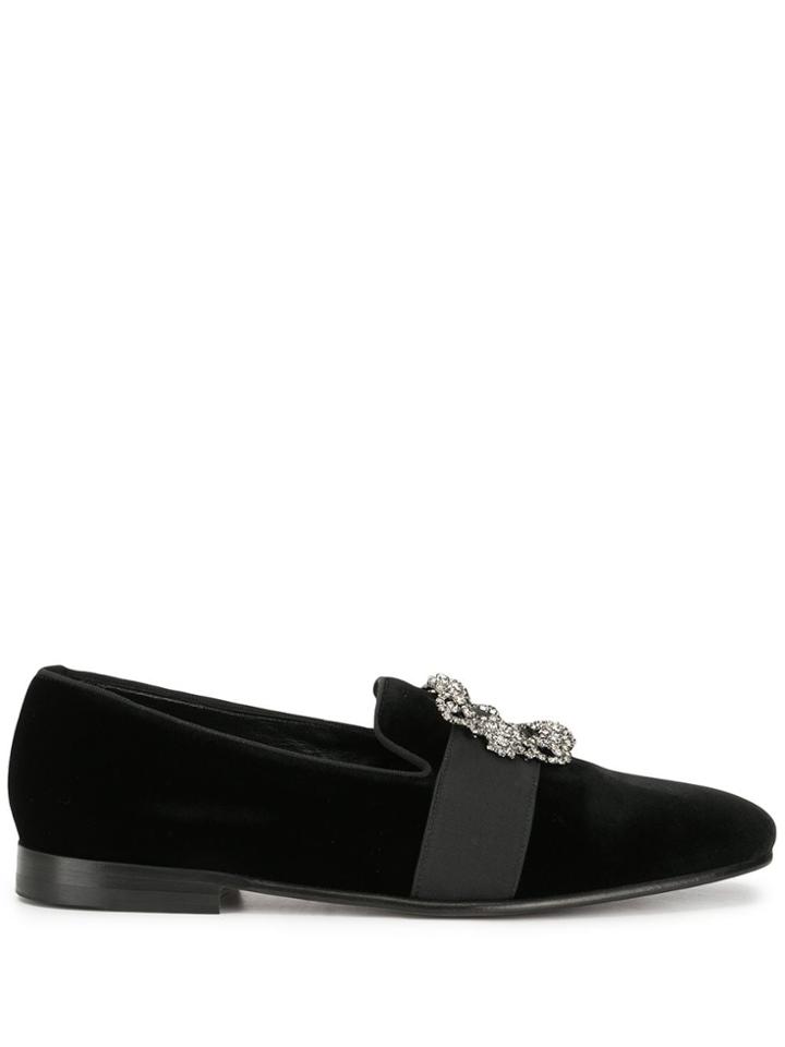 Manolo Blahnik Embellished Carlton Loafers - Black