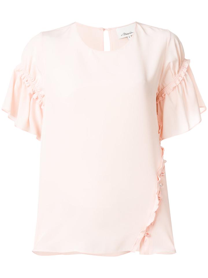 3.1 Phillip Lim Frill-sleeve T-shirt - Pink & Purple