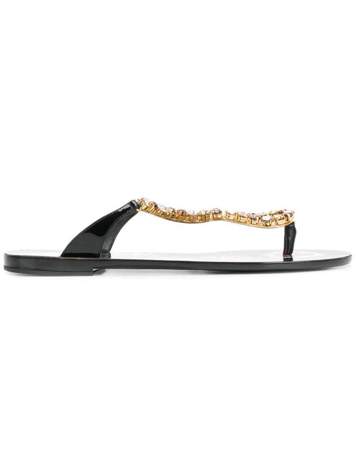 Dolce & Gabbana Crystal Embellished Sandals - Black