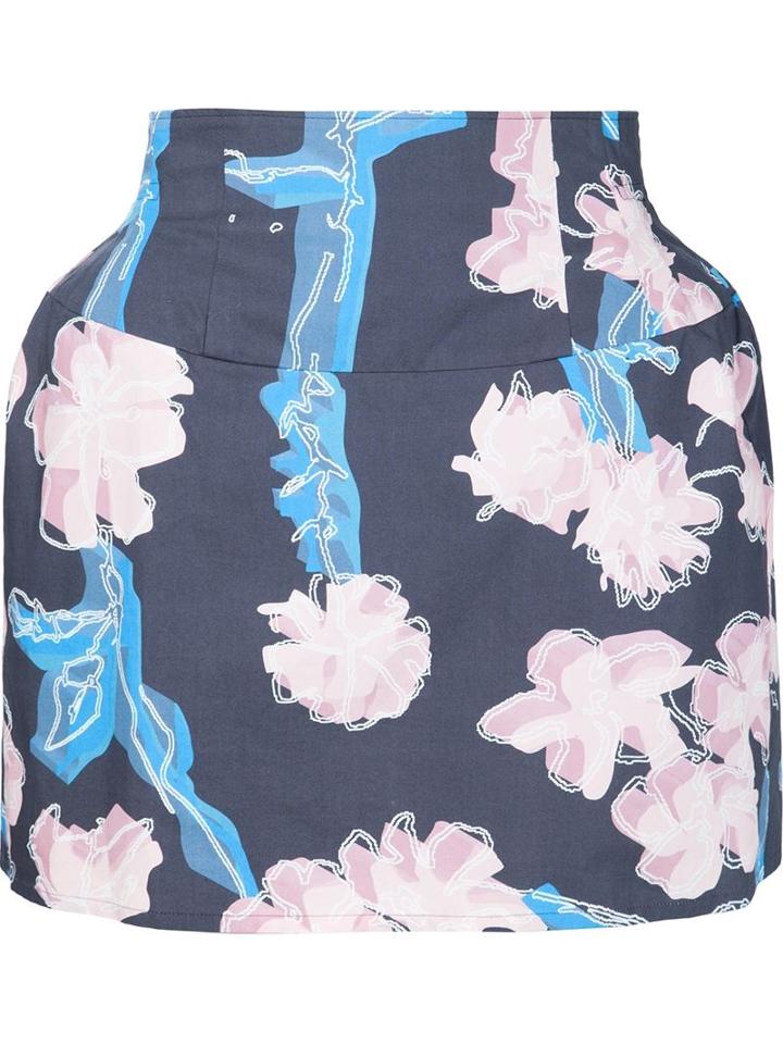 Julien David Floral Print Structured Skirt