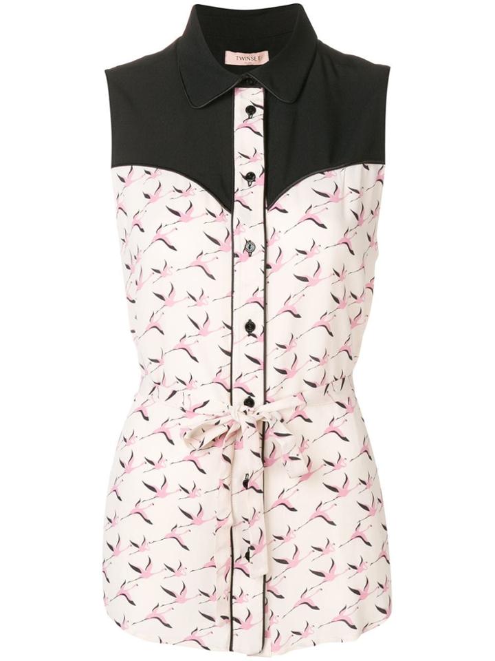 Twin-set Flamingo Printed Sleeveless Blouse - Neutrals