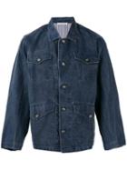 Ermanno Gallamini Buttoned Jacket, Men's, Size: Small, Blue, Linen/flax