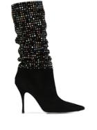 René Caovilla Embellished Stiletto Boots - Black