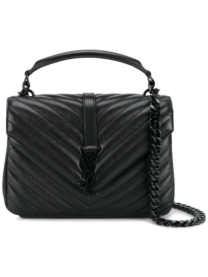 Saint Laurent Small Monogram Collège Shoulder Bag, Women's, Black, Leather/metal
