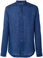 Brunello Cucinelli - Band Collar Shirt - Men - Cotton/linen/flax - Xl, Blue, Cotton/linen/flax