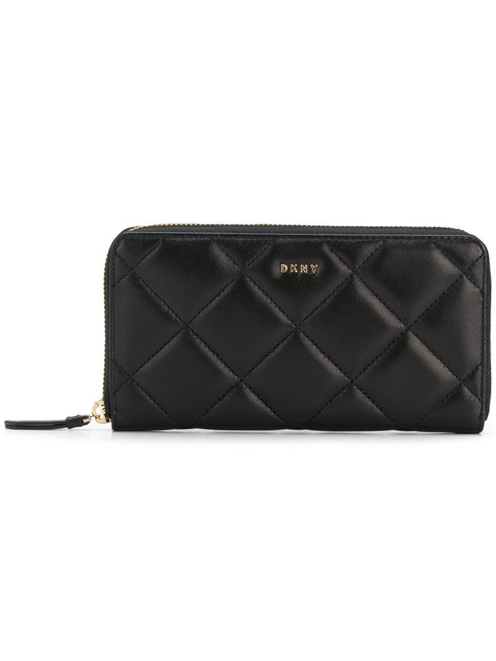 Dkny Logo Quilted Wallet - Black