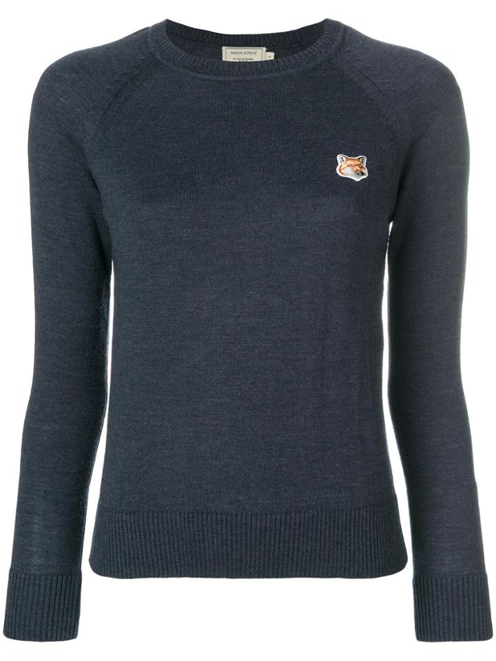 Maison Kitsuné Embroidered Logo Slim Fit Sweater - Blue