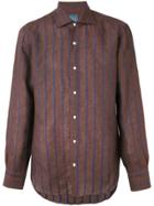 Barba Embroidered Stripe Shirt - Brown