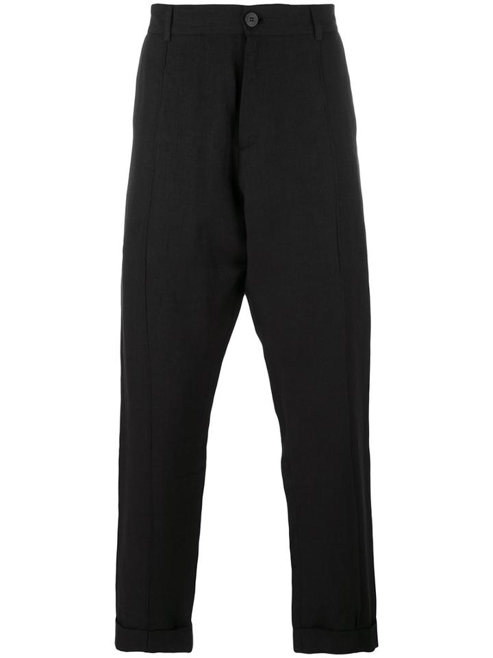Isabel Benenato Hand Painted Trousers, Men's, Size: 48, Black, Linen/flax