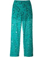 Msgm Semi-sheer Lace Trousers - Green