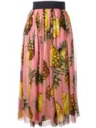 Dolce & Gabbana Pineapple Print Skirt, Women's, Size: 46, Pink/purple, Silk/acetate