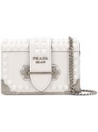 Prada Studded Small Cahier Bag - White
