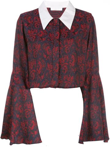 Suzanne Rae Flare Sleeve Baroque Blouse - Blue