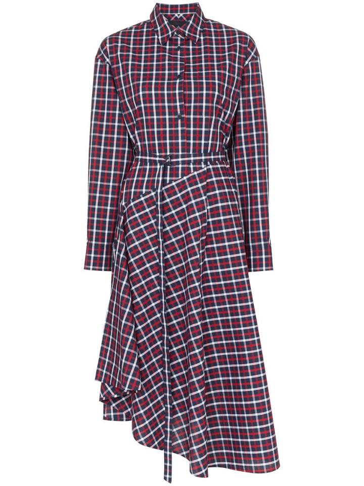 Juun.j Check Cotton Shirt Dress - Blue