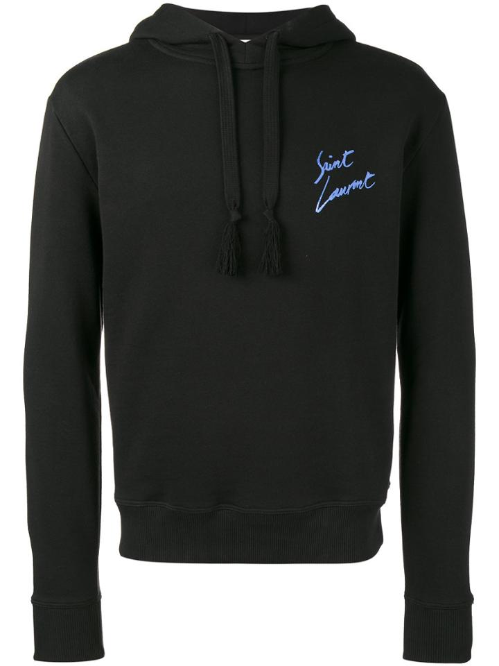 Saint Laurent Black Signature Print Hoodie