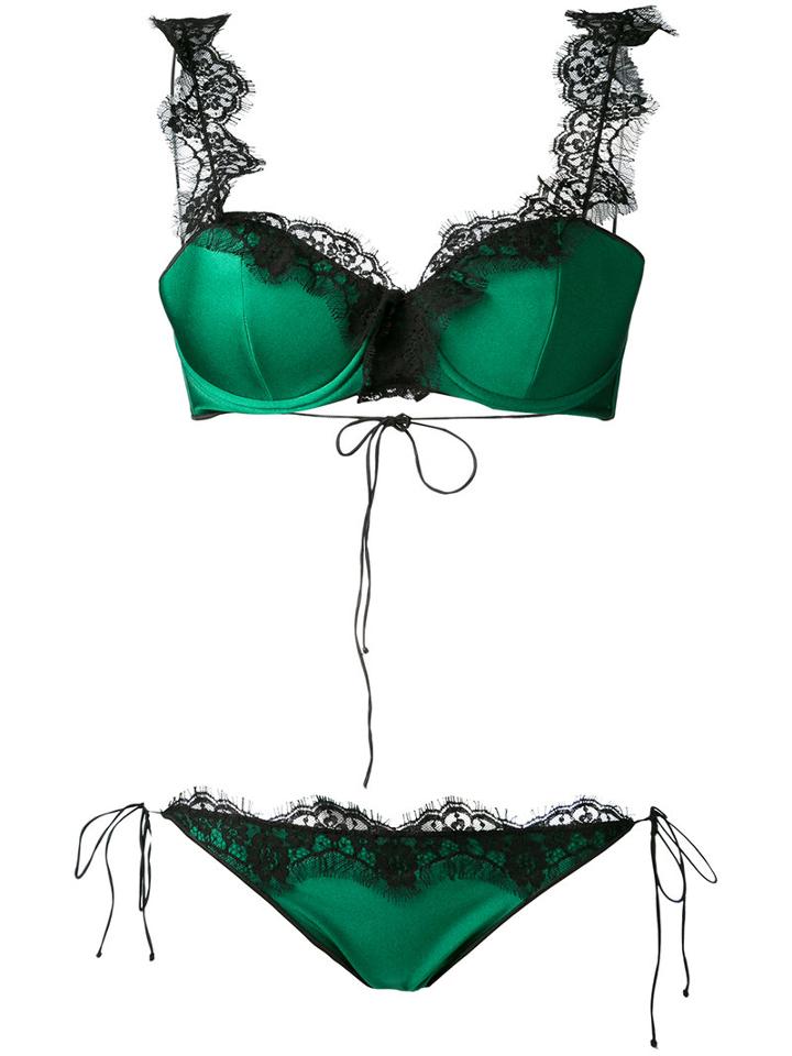 Oseree - Push-up Travaille Bikini - Women - Cotton/nylon/polyamide/spandex/elastane - M, Green, Cotton/nylon/polyamide/spandex/elastane