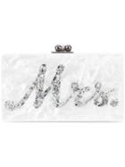 Edie Parker Marble Effect Boxy Clutch, Women's, White, Acrylic