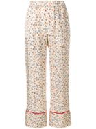 Semicouture Wide Leg Floral Trousers - Nude & Neutrals
