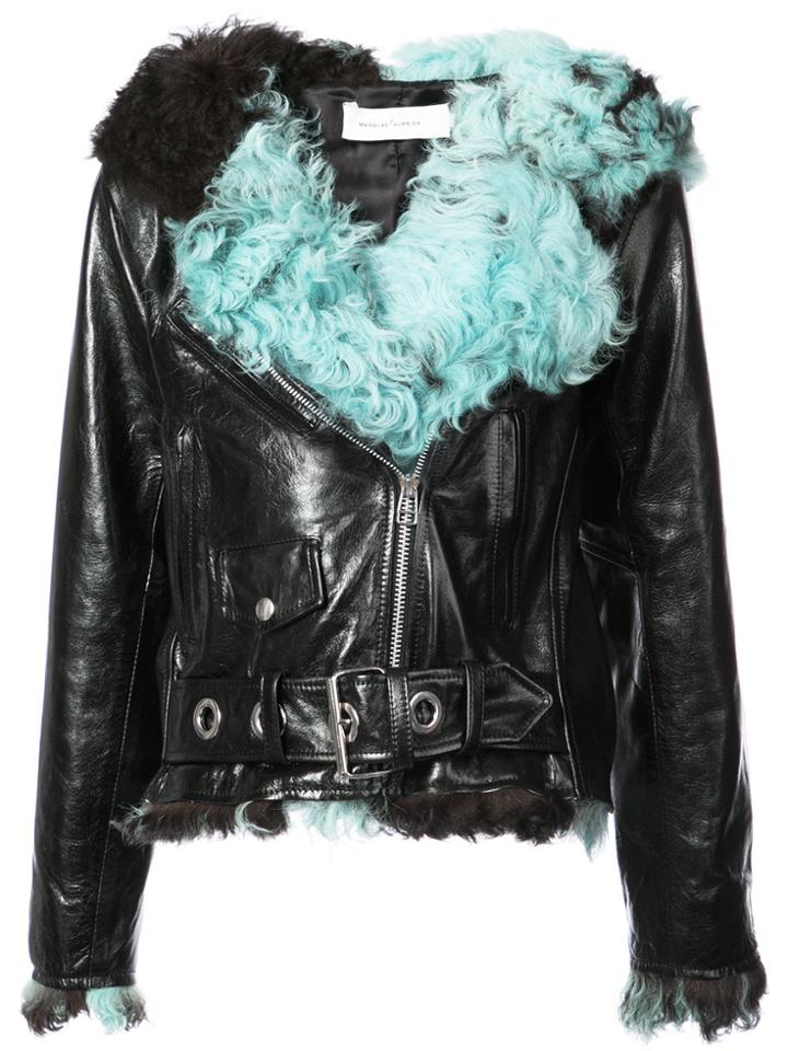 Marques'almeida Fitted Fur Biker Jacket - Black
