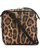 Dolce & Gabbana Small Leopard Print Crossbody Bag, Women's, Black, Leather