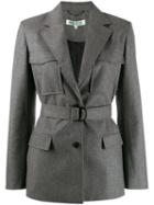Kenzo Belted Flap Pockets Blazer - Grey