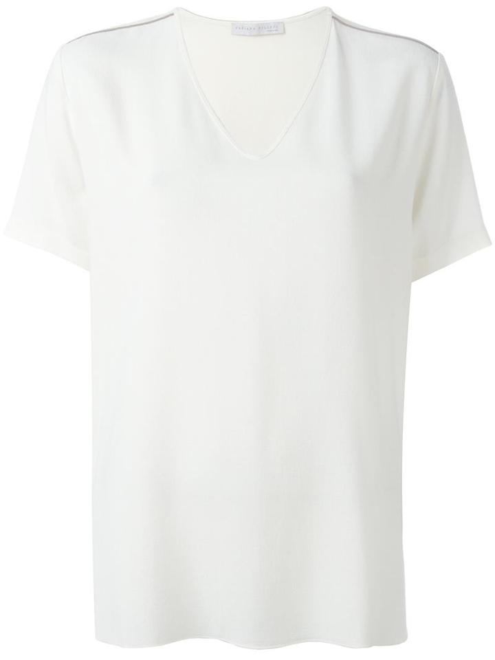 Fabiana Filippi V-neck T-shirt, Women's, Size: 44, White, Viscose/wool