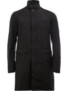 Herno Buttoned Mid-length Coat, Men's, Size: 46, Black, Polyester/fluorofibra