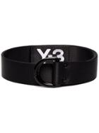 Y-3 Black And White Logo Embroidered Belt