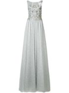 Marchesa Notte Glitter Gown, Women's, Size: 6, Grey, Nylon