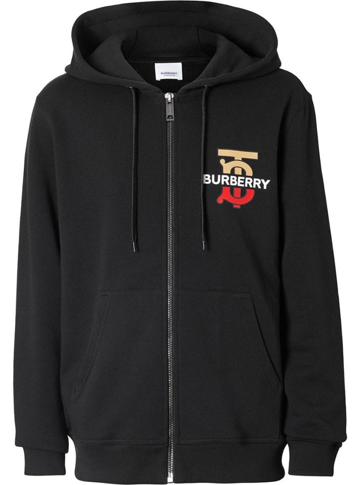Burberry Monogram Motif Cotton Hooded Top - Black