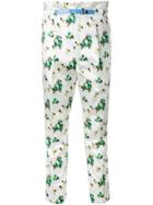 Toga Flower Print Cropped Trousers - White