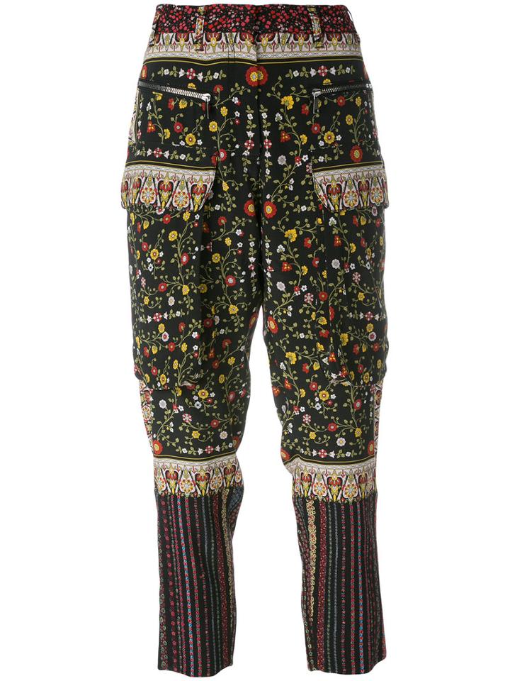 No21 Drop-crotch Cropped Trousers, Women's, Size: 42, Black, Silk/acetate