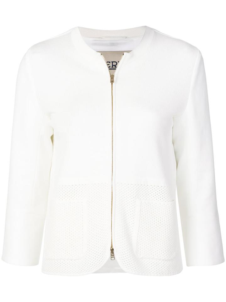 Herno Mesh Collarless Jacket - White