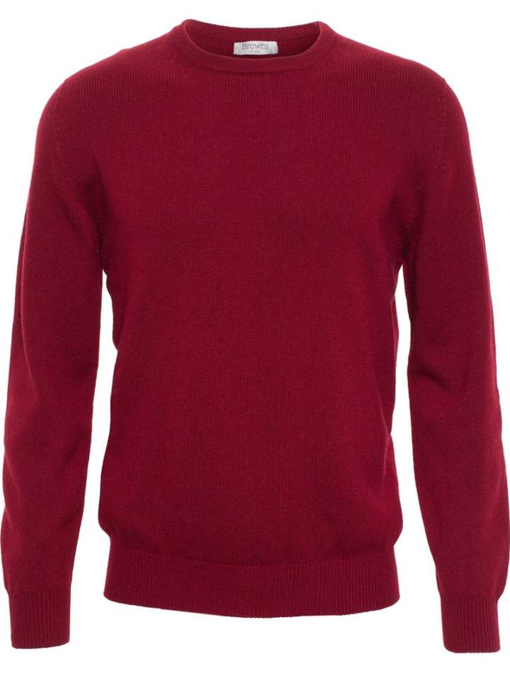 Browns Crew Neck Sweater, Men's, Size: 46, Red, Cashmere