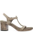 Calleen Cordero Cube Heel Sandals, Women's, Size: 6, Grey, Leather/wood