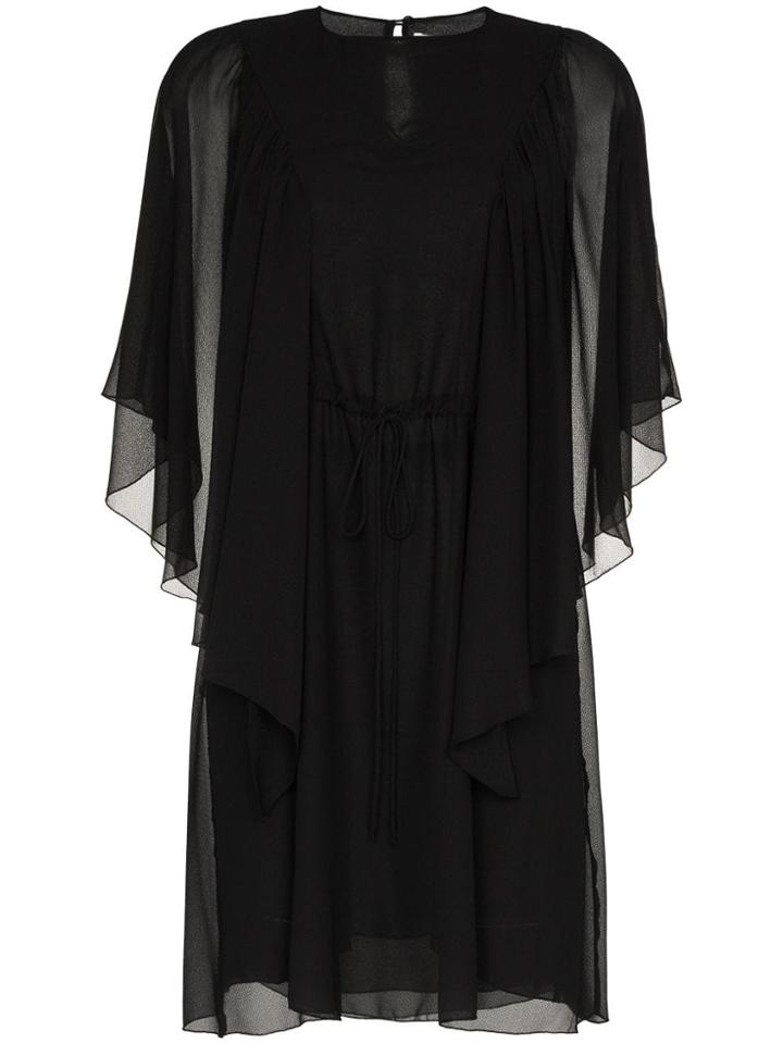 See By Chloé Ruffle Sheer Sleeve Mini Dress - Black
