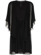 See By Chloé Ruffle Sheer Sleeve Mini Dress - Black