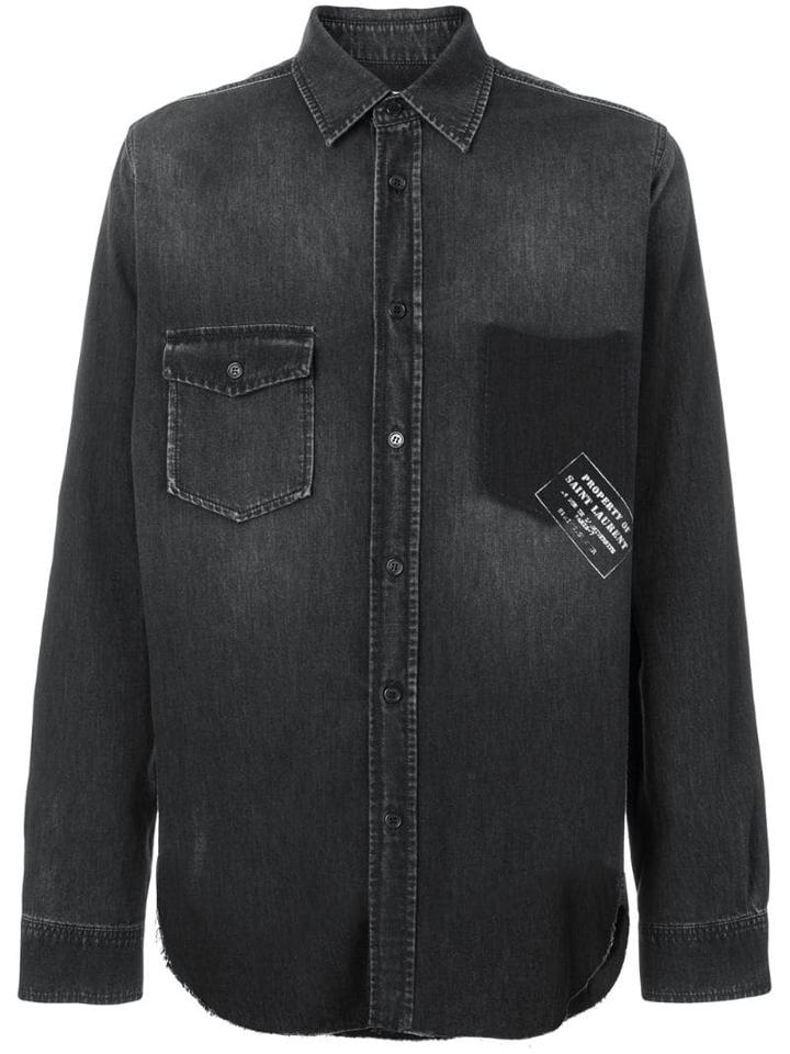 Saint Laurent Printed Denim Shirt - Black