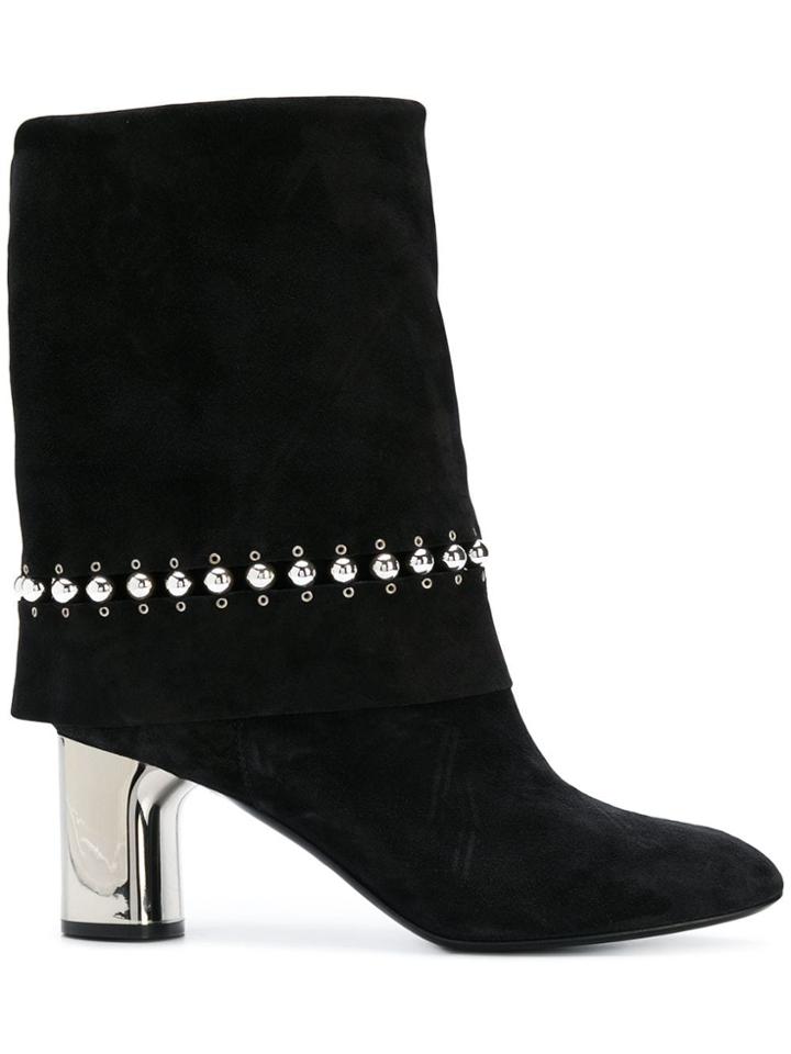 Casadei Studded Foldover Boots - Black