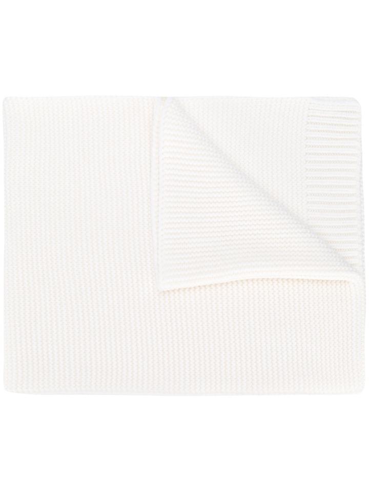 Courrèges Logo Patch Knitted Scarf - White