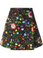 Victoria Victoria Beckham Floral Print A-line Skirt, Women's, Size: 6, Black, Viscose/cotton/silk
