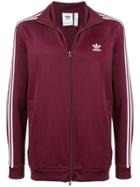 Adidas Contrast Logo Zipped Jacket - Red