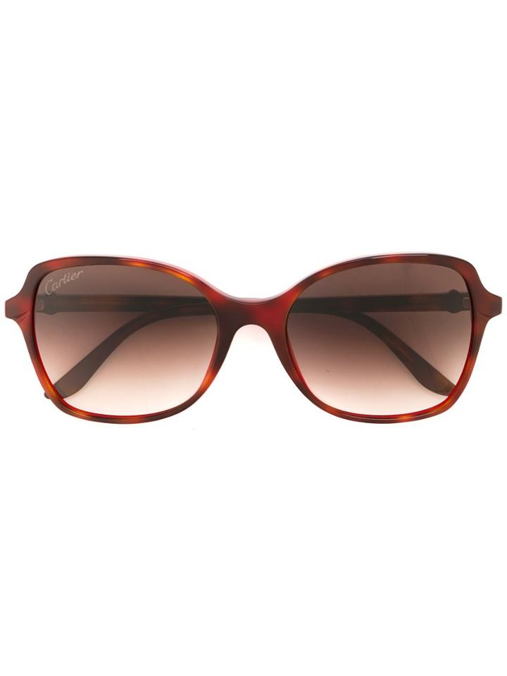 Cartier 'double C Decor' Sunglasses - Brown