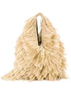 Mm6 Maison Margiela Fringed Trim Shoulder Bag, Women's, Nude/neutrals, Polyester/viscose/jute