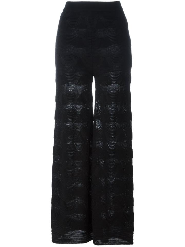 M Missoni Wide Leg Trousers, Women's, Size: 42, Black, Polyester/viscose/virgin Wool